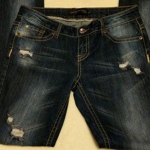 Beautiful Jeans Rhinestone s with Gold Stitching